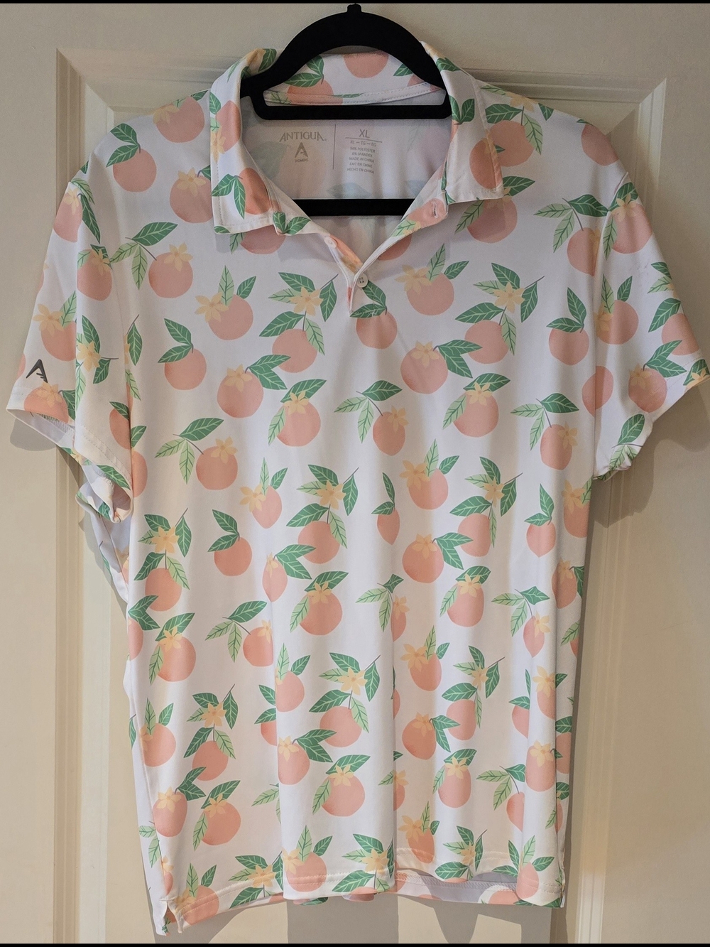 Antigua Women's Collared Polo in Peach and Mint